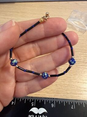 Delicate Blue Floral Bead Bracelet